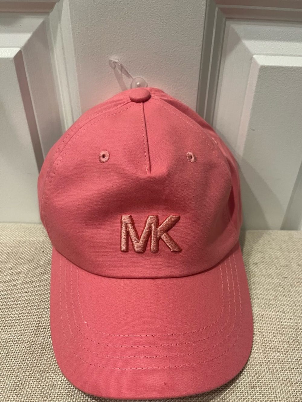 NWT MICHAEL KORS WOMEN'S "MK" EMBROIDERED BASEBALL HAT- BLUSH PINK
